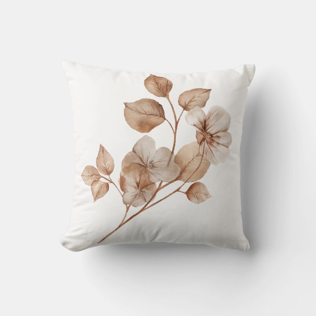 Beig blomstergivande kastkuddöverdrag, Minimal bot Kudde (Framsida)