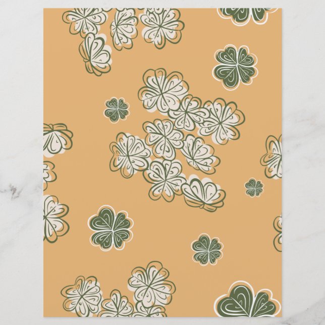 Beig blomstermönstrad scrapbookpapperark (Framsida)