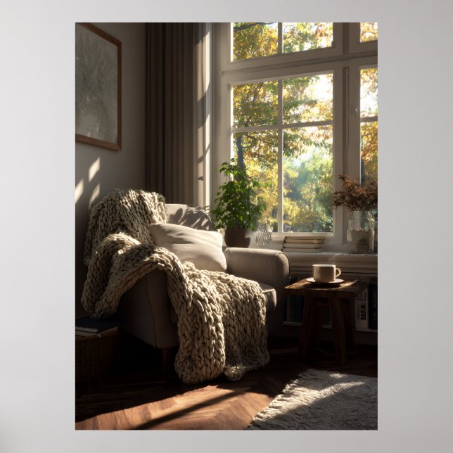 Beig Fåtölj Höstvrå Poster (Framsidan)