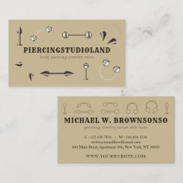 Beig minimalistisk piercingstudio smycken visitkort