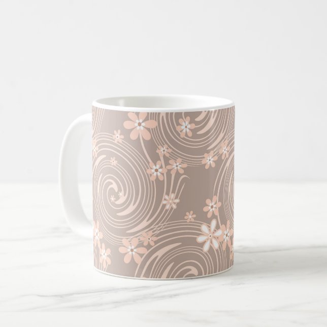 Beig mönster kaffemugg (Framsida vänster)