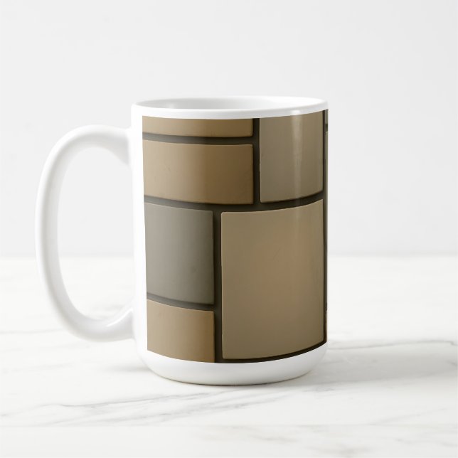 Beig neutrala kakelmosaikmönster kaffemugg (Vänster)
