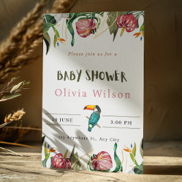 Beig söt blommig inbjudan till baby shower