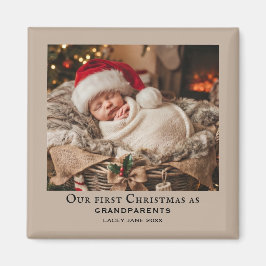Beiga farföräldrar Första julen babyfoto Magnet