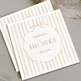 Beiga ränder med skulpterad ram Baby Shower Pappersservett