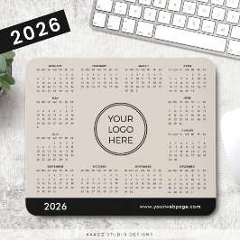 Beige 2026-kalender för Logotyp av företag Musmatta