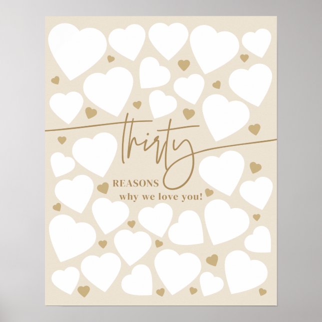 Beige 30 anledningar till att vi Kärlekar att du h Poster (Framsidan)