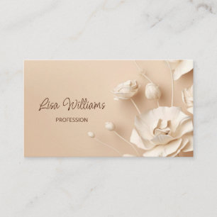 Beige 3D Enkla Blommor Visitkort