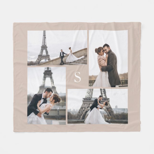 Beige 4 Photo Gallery och Monogram Fleecefilt (Framsidan (Horisontell))