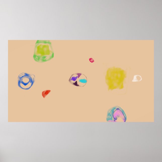 Beige Abstract Objects Simple Drawing Poster (Framsidan)