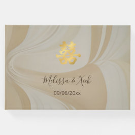Beige Abstrakt Art China Bröllop Gästböcker