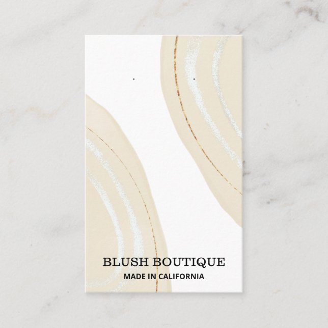 Beige Abstrakt Earring Cards Visitkort (Framsida)