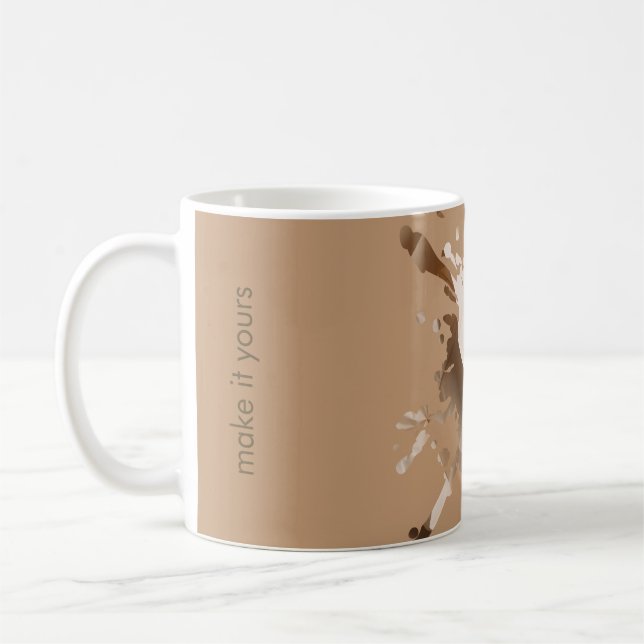 Beige Abstrakt Pappersstruktur Mugg - Monogram (Vänster)
