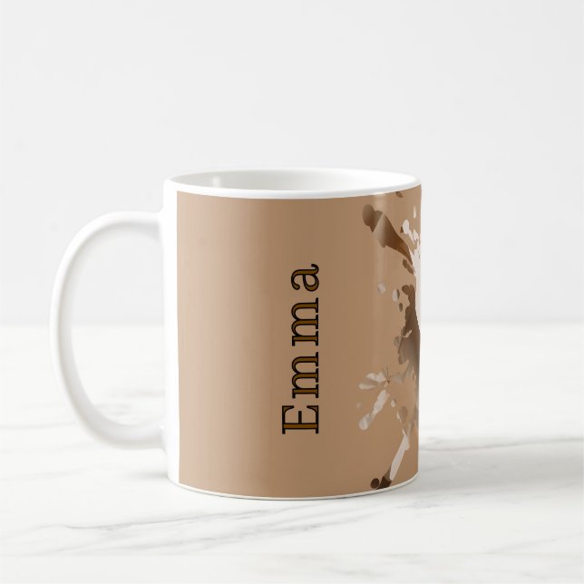Beige Abstrakt Pappersstruktur Mugg - Monogram (Vänster)