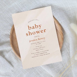 Beige Aesthetic Modern Baby Shower Inbjudningar