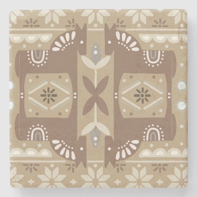 Beige Aesthetic Nordic jul Stenunderlägg (Framsidan)