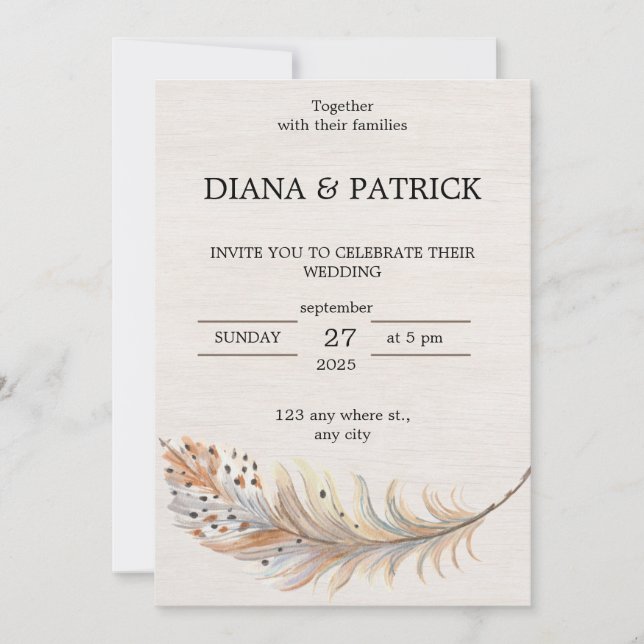 Beige Aesthetic Wedding bjudande Inbjudningar (Framsida)