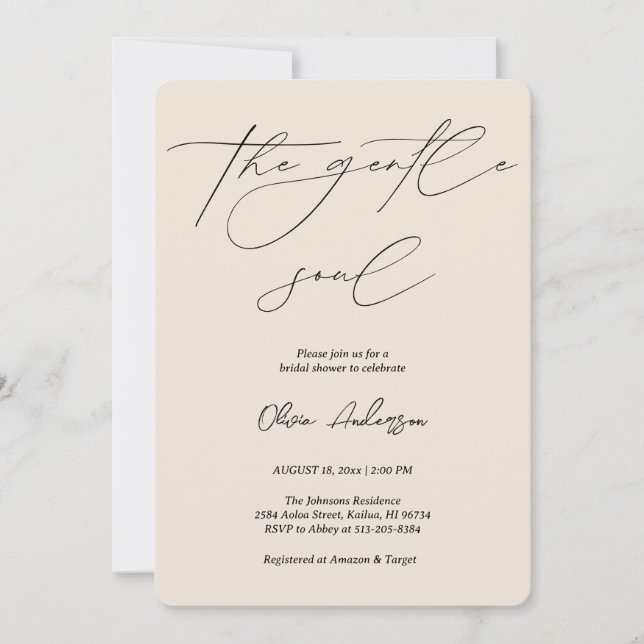 Beige Alpine Oat, Möhippan Gentle Soul Inbjudningar (Framsida)