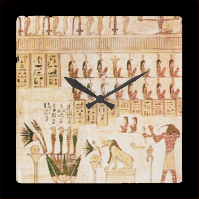 Beige Ancient Egyptian Hieroglypics Wall Clock Fyrkantig Klocka (Bookmark my store! https://www.zazzle.com/store/capricepetit)