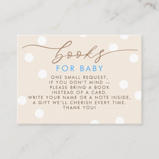 Beige and Blue Books For Baby Request Tilläggskort (Framsida)
