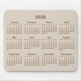 Beige and Brown 2026 Calendar Musmatta
