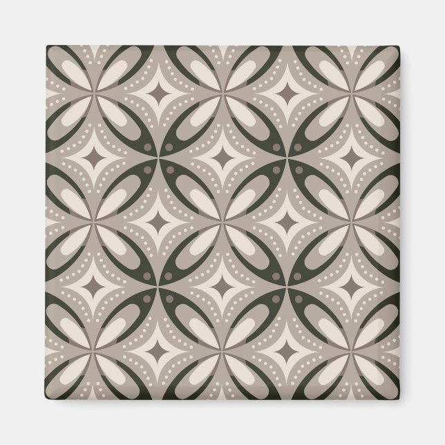 Beige and Brown Retro circular shapes Magnet (Framsidan)