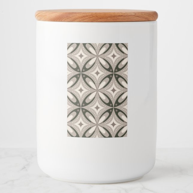 Beige and Brown Retro circular shapes Mat Etikett (Framsida)