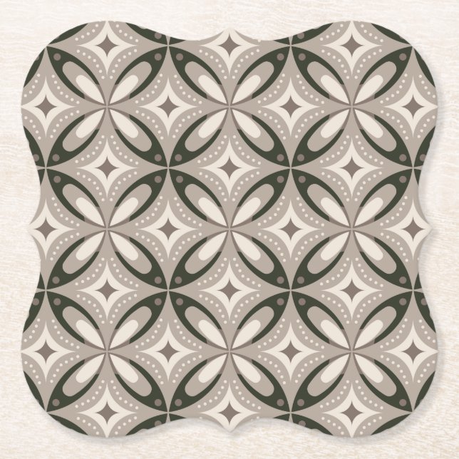 Beige and Brown Retro circular shapes Underlägg Papper (Framsida)