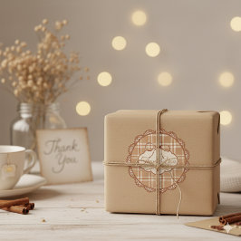 Beige and Brown Retro Thank You Circle Sticker Runt Klistermärke