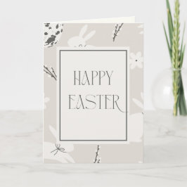 Beige and Cream Easter Bunny Pattern Holiday Card Tack Kort