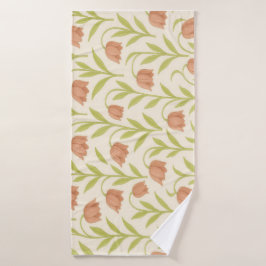 Beige and Pink Floral Towel