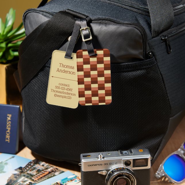 Beige and Rusty Color Blocks Bagagebricka (Fram & Baksida)