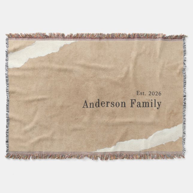 Beige and White Earth Tone, Minimalist Family Filt (Framsidan)