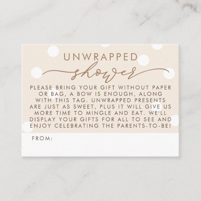 Beige and White Unwrapped Shower Tilläggskort (Framsida)