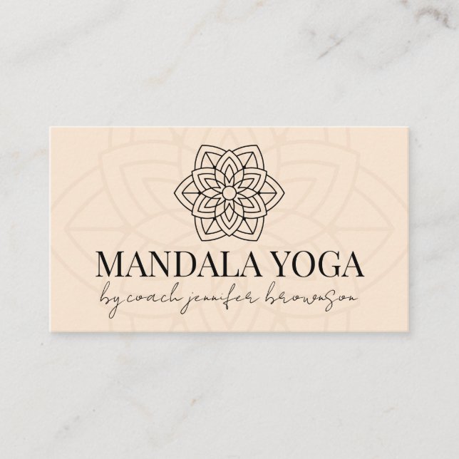  Beige Andlig Yoga Mandala Visitkort (Framsida)