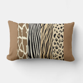 Beige Animal Embossed Prated Zebra Rand Pillow Lumbarkudde