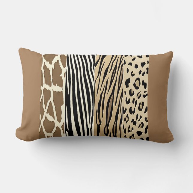 Beige Animal Embossed Prated Zebra Rand Pillow Lumbarkudde (Framsida)