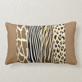 Beige Animal Embossed Prated Zebra Rand Pillow Lumbarkudde