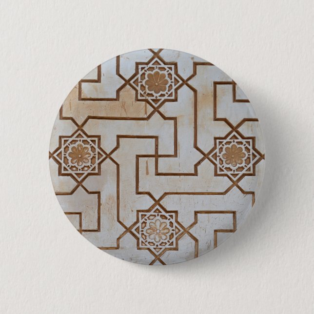 Beige Arabesque Mosaic Button Knapp (Framsida)
