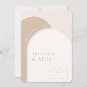 Beige Arch Boho minimalistisk bröllopsinbjudan Inbjudningar