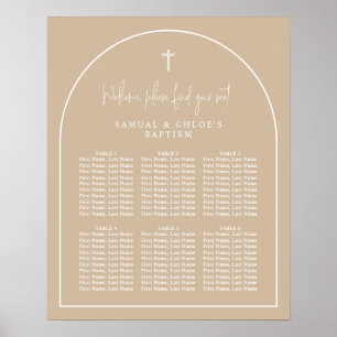 Beige Arch Minimal Joint Christening Seing Chart Poster