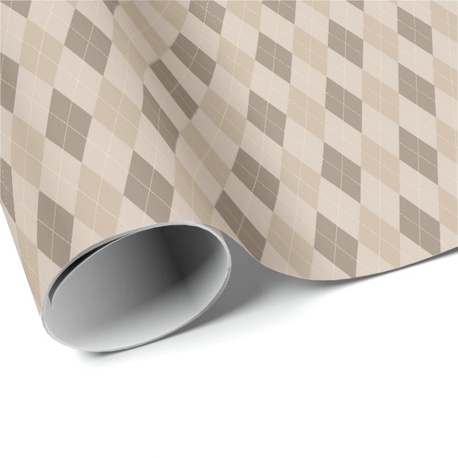 Beige Argyle-inspirerat Presentpapper (Rullad Hörn)