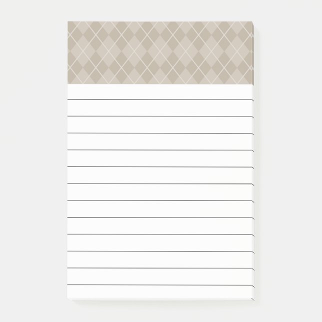 Beige Argyle Post it Notes Post-it Block (Framsida)