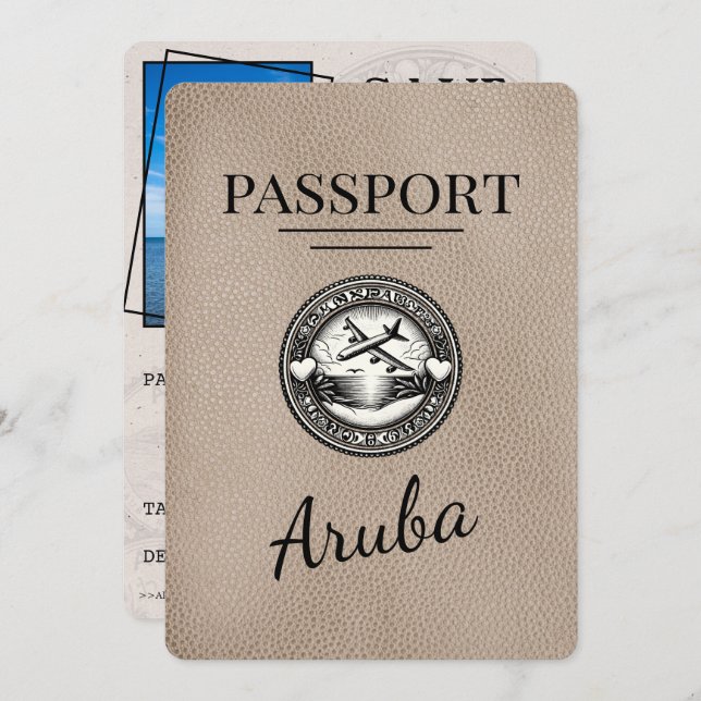 Beige Aruba Passport sparar datum Spara Datumet (Fram/baksida)