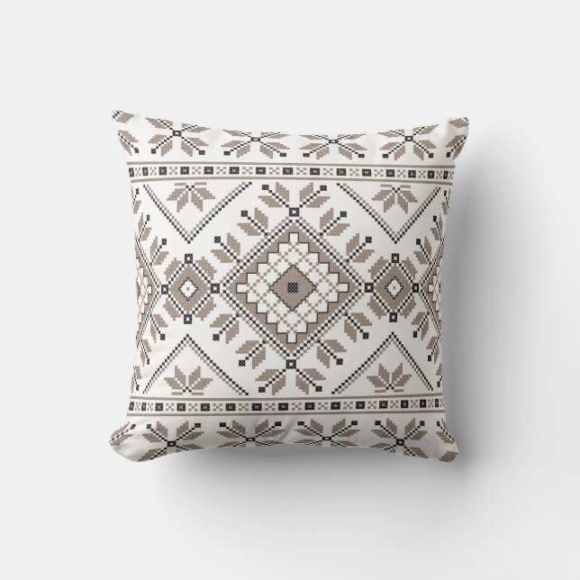 Beige Aztec stam- etniskt geometriskt mönster för Kudde (Framsida)