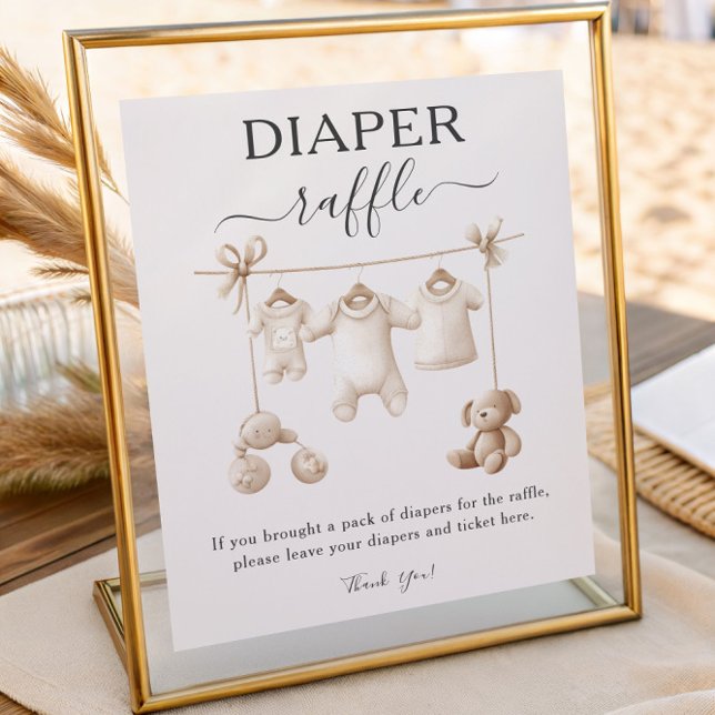 Beige Baby Clothes And Toys Diaper Raffle Sign Poster (Skapare uppladdad)