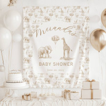 Beige Baby Shower Affisch Safari Toalett
