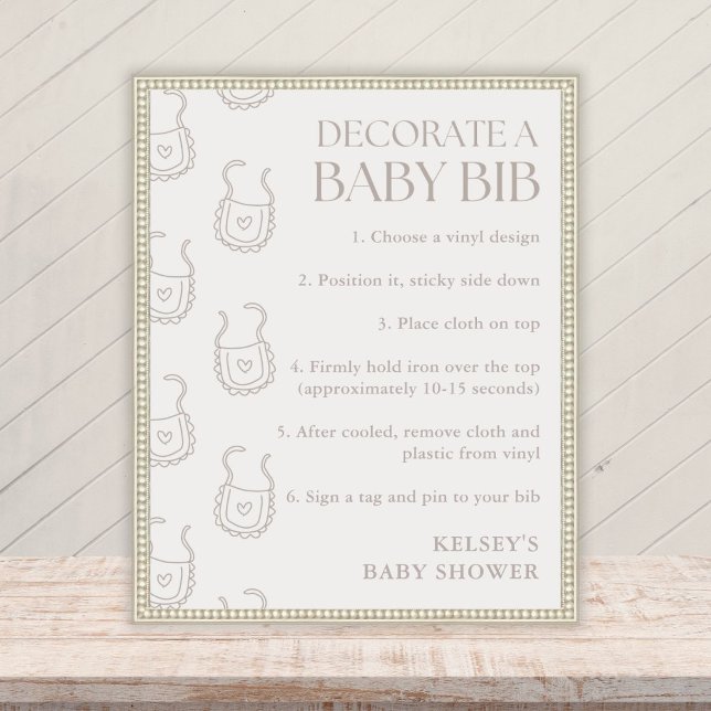 Beige Baby Shower-bib Dekorationsstation skylt (Skapare uppladdad)