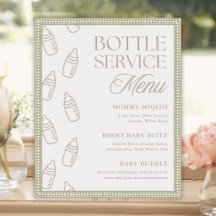 Beige Baby Shower Flasksservice Dryckmeny Skylt