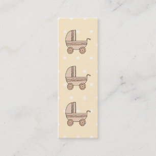 Beige babyPram. På finnig bakgrund Mini Visitkort
